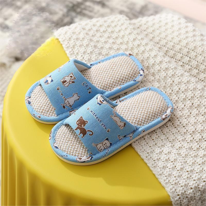 Dép Đi Trong Nhà Chất Liệu Cotton Lanh Họa Tiết Hoạt Hình Thời Trang Mùa Hè