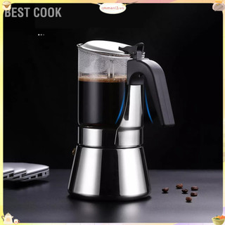 Best cook moka pot mặt kính pha lê thép không gỉ bếp cổ điển ý cà phê cho 6 ly cmman13.vn