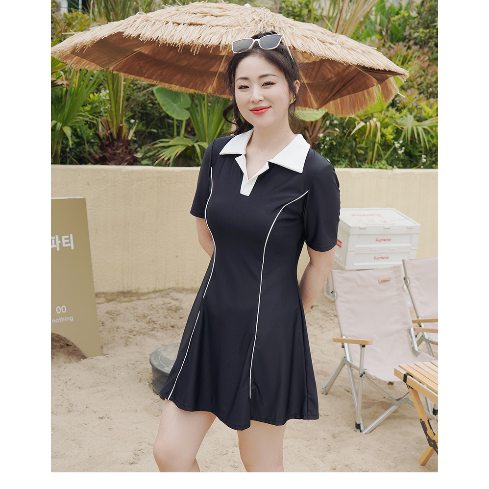Bikini đi đến bờ biển khiêm tốn một chiếc váy có mút - áo tắm ngắn tay ngay cả quần short bên trong AA7506 | BigBuy360 - bigbuy360.vn