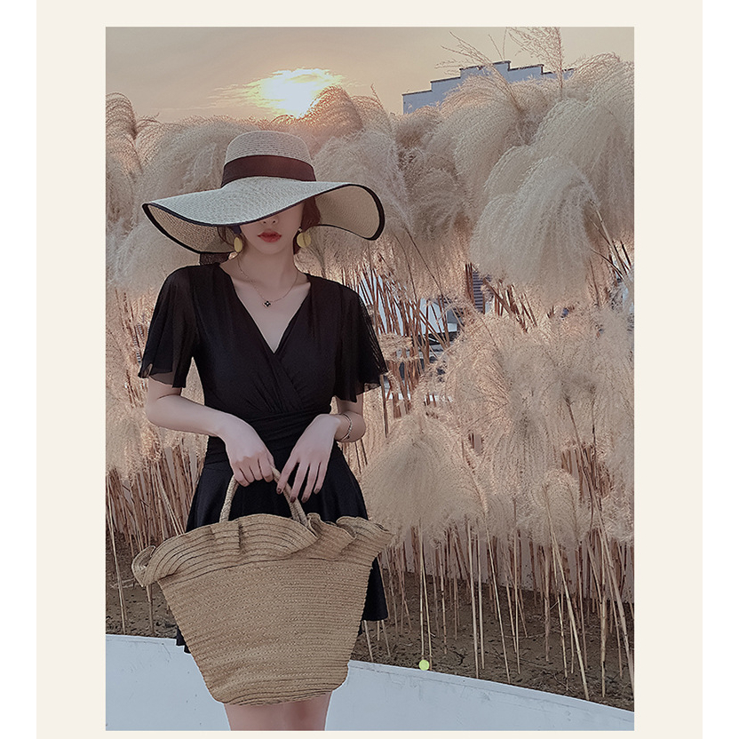 Đồ bơi nữ kín đáo tay ngắn CÓ MÚT CÓ SIZE-Bikini đi biển 2 mảnh có tay váy xoè- đồ bơi học sinh nữ AA7526