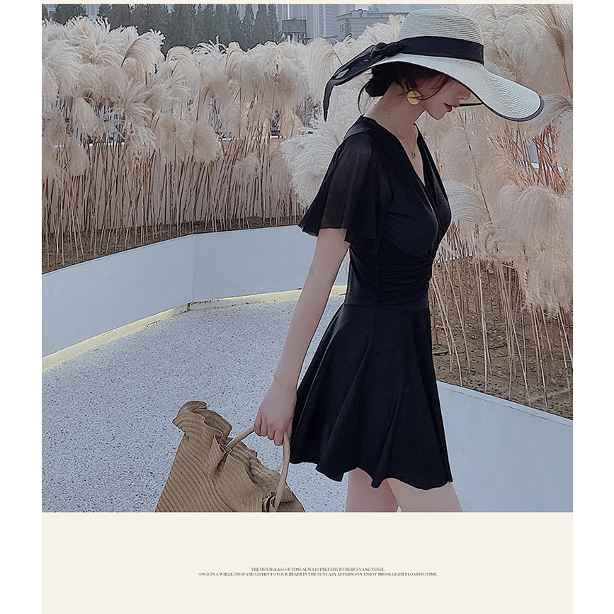 Đồ bơi nữ kín đáo tay ngắn CÓ MÚT CÓ SIZE-Bikini đi biển 2 mảnh có tay váy xoè- đồ bơi học sinh nữ AA7526