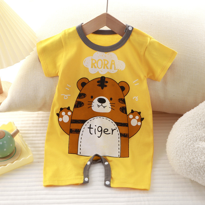 Bộ Áo Liền Quần Bằng cotton Trơn Tay Ngắn Dành Cho Bé Sơ Sinh 0-2 Tuổi