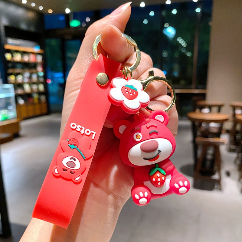 Móc Khóa Silicon Hình Gấu / Dâu Tây Dễ Thương