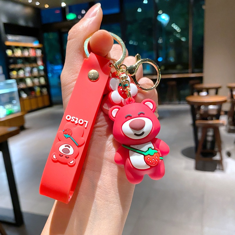 Móc Khóa Silicon Hình Gấu / Dâu Tây Dễ Thương
