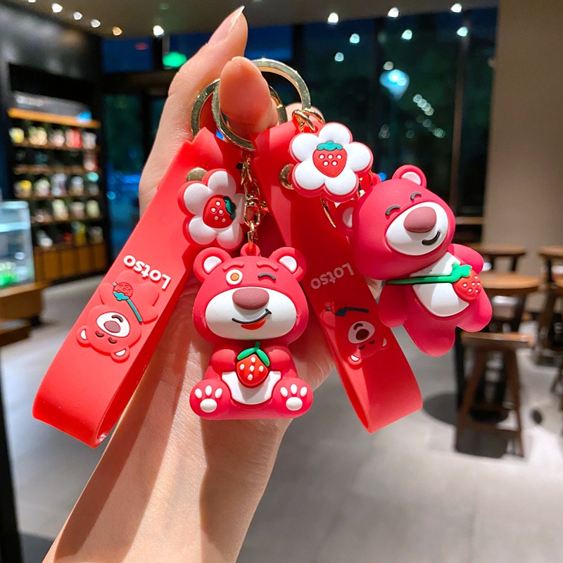 Móc Khóa Silicon Hình Gấu / Dâu Tây Dễ Thương