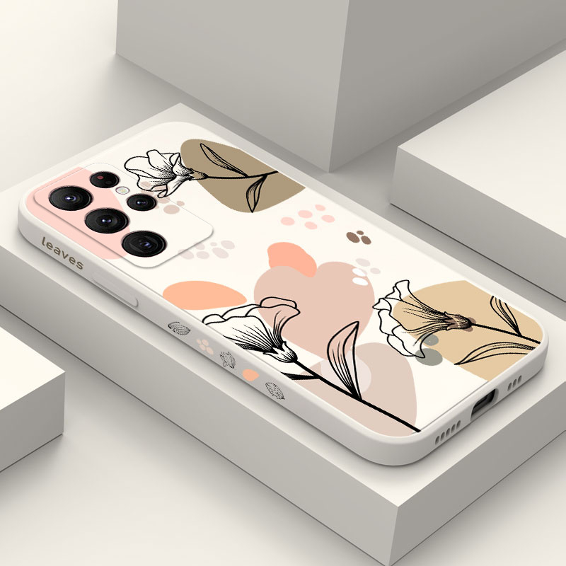 Bao Da Điện Thoại Họa Tiết Hoa Thời Trang Cho samsung galaxy s23 s22 fe ultra plus Ốp