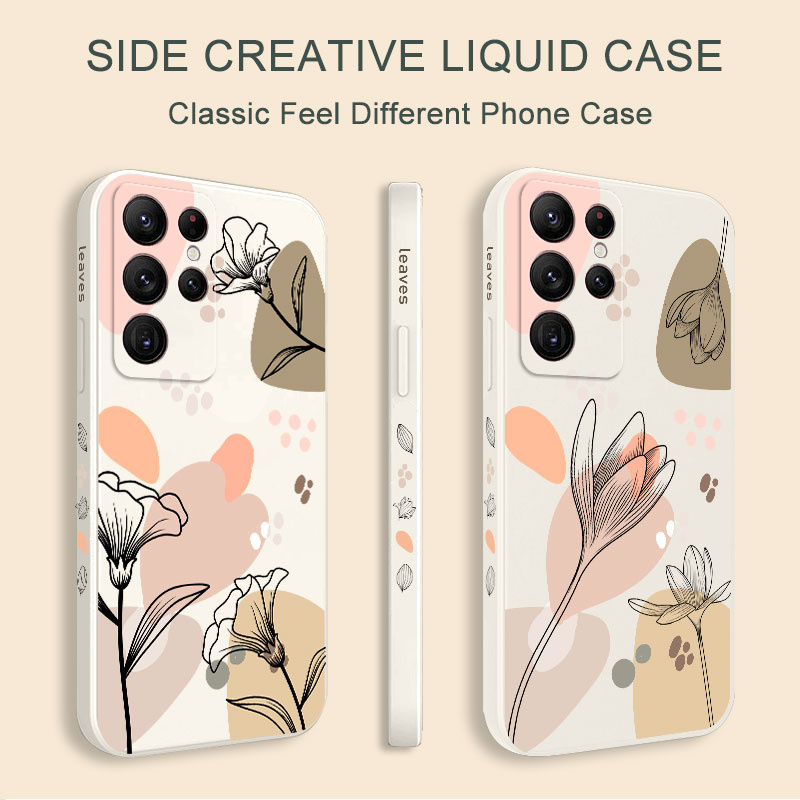 Bao Da Điện Thoại Họa Tiết Hoa Thời Trang Cho samsung galaxy s23 s22 fe ultra plus Ốp