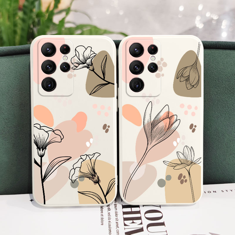 Bao Da Điện Thoại Họa Tiết Hoa Thời Trang Cho samsung galaxy s23 s22 fe ultra plus Ốp