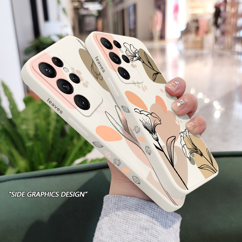 Bao Da Điện Thoại Họa Tiết Hoa Thời Trang Cho samsung galaxy s23 s22 fe ultra plus Ốp