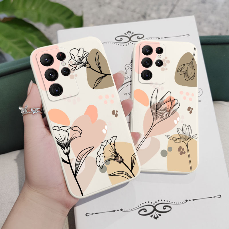 Bao Da Điện Thoại Họa Tiết Hoa Thời Trang Cho samsung galaxy s23 s22 fe ultra plus Ốp