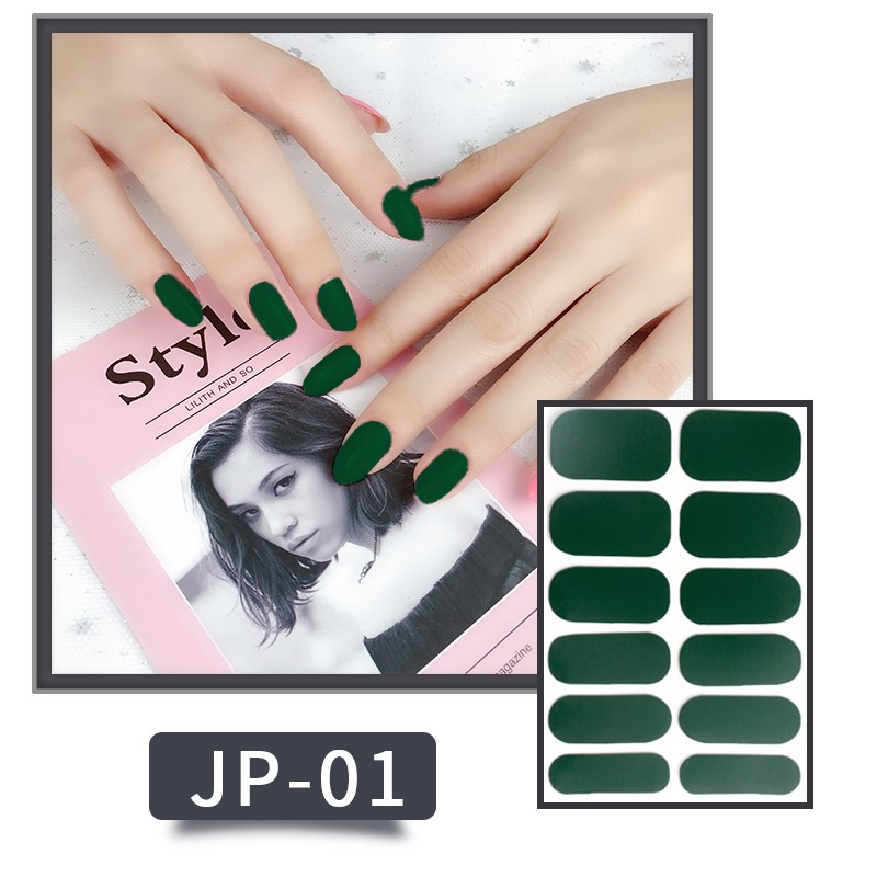 Set 12 Miếng Dán Móng Tay Không Độc Hại Chống Nước Màu Gradient Dễ Thương DIY