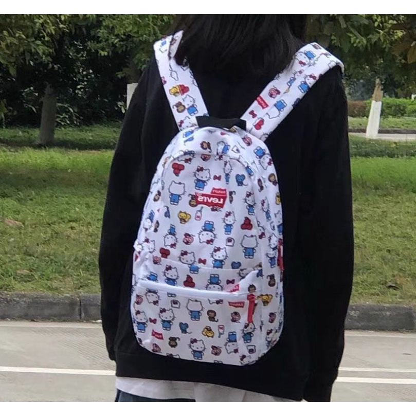 SANRIO Balo Đi Học Cỡ Lớn In Họa Tiết Hoạt Hình Hello Kitty Dễ Thương Cho Nữ