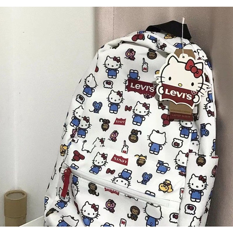 SANRIO Balo Đi Học Cỡ Lớn In Họa Tiết Hoạt Hình Hello Kitty Dễ Thương Cho Nữ