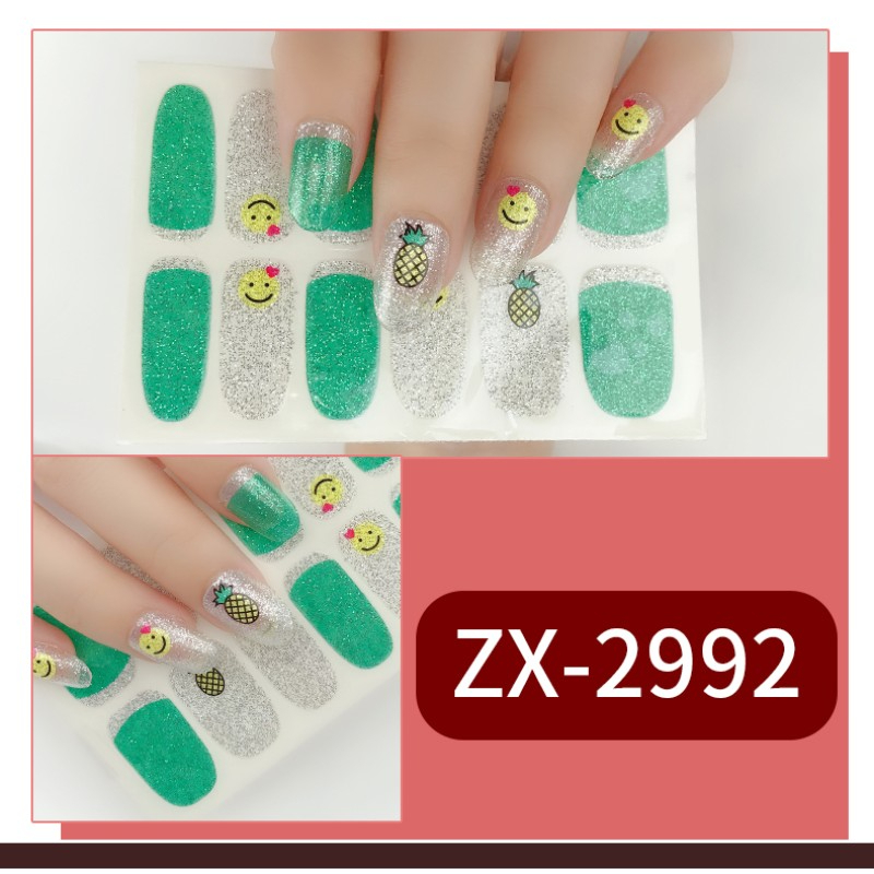 Set 12 Miếng Dán Móng Tay Không Độc Hại Chống Nước Màu Gradient Dễ Thương DIY