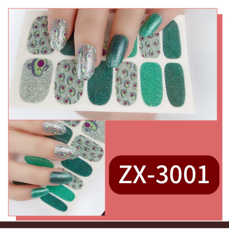 Set 12 Miếng Dán Móng Tay Không Độc Hại Chống Nước Màu Gradient Dễ Thương DIY