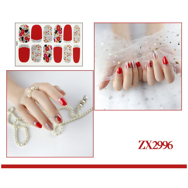 Set 12 Miếng Dán Móng Tay Không Độc Hại Chống Nước Màu Gradient Dễ Thương DIY