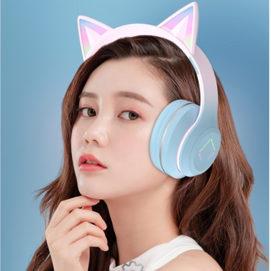 Tai Nghe Bluetooth Không Dây DR57 Hình Tai Mèo Dễ Thương Cho Học Sinh