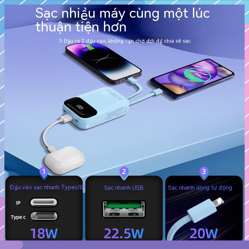 Cục Sạc Nhanh 22.5W 20000mAH Có Màn Hình Kỹ Thuật Số Hai Đường Viền Cho Samsung / Xiaomi / oppo / vivo