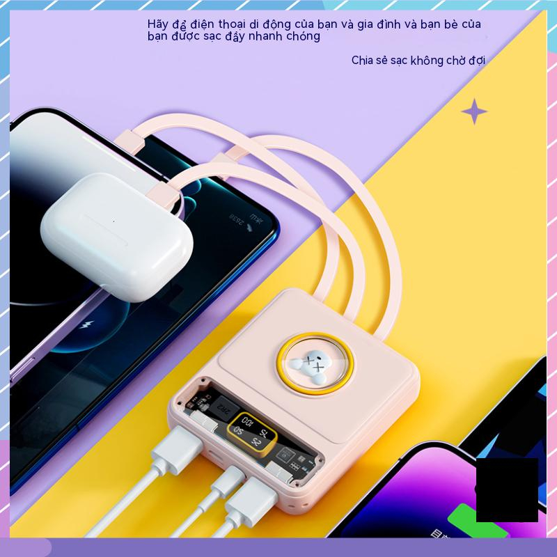 Pin Sạc Dự Phòng Mini 10000mAH 4 Dây Hình Thú Cưng Dễ Thương Cho Samsung / Xiaomi / oppo / vivo
