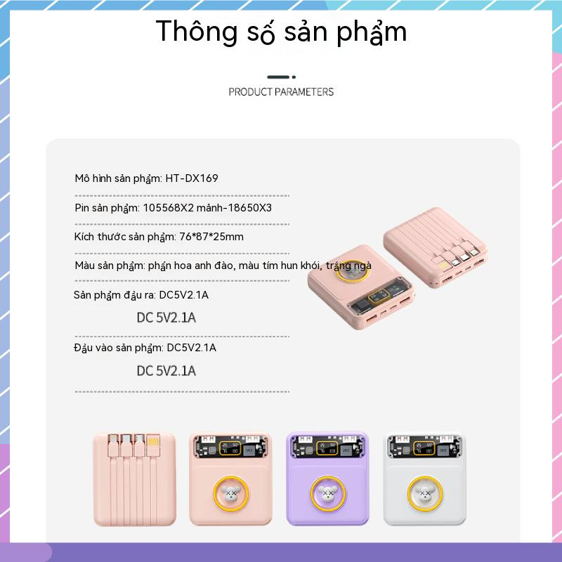 Pin Sạc Dự Phòng Mini 10000mAH 4 Dây Hình Thú Cưng Dễ Thương Cho Samsung / Xiaomi / oppo / vivo