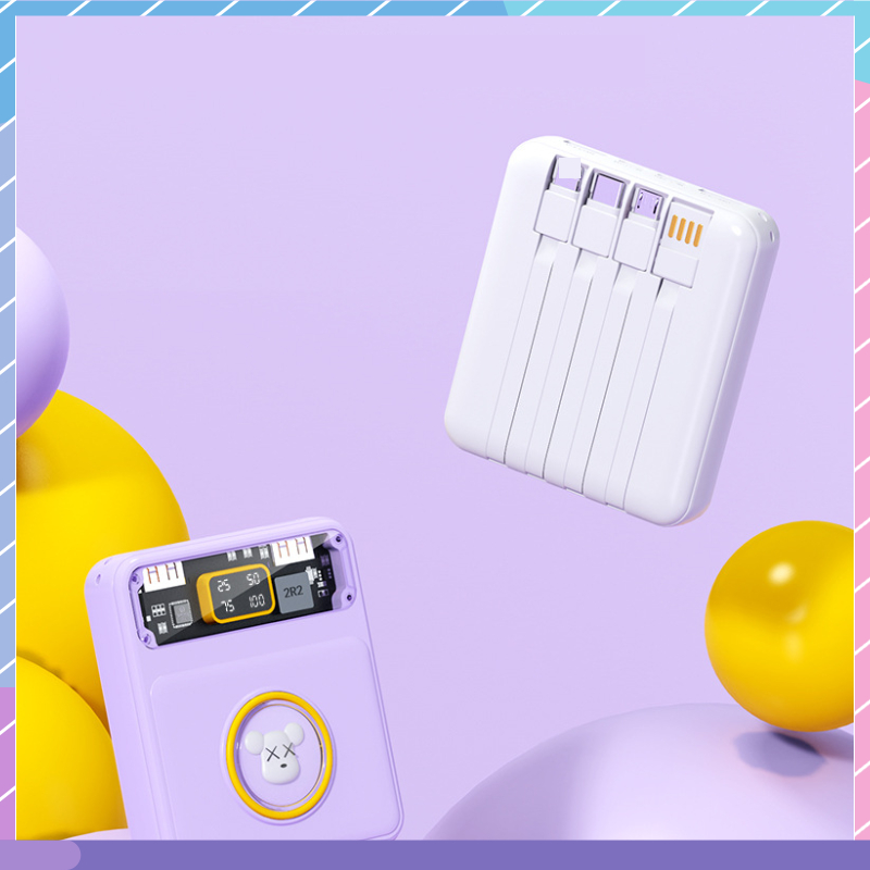 Pin Sạc Dự Phòng Mini 10000mAH 4 Dây Hình Thú Cưng Dễ Thương Cho Samsung / Xiaomi / oppo / vivo