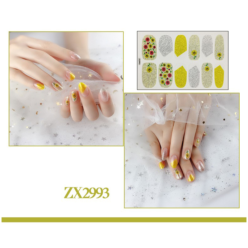 Set 12 Miếng Dán Móng Tay Không Độc Hại Chống Nước Màu Gradient Dễ Thương DIY