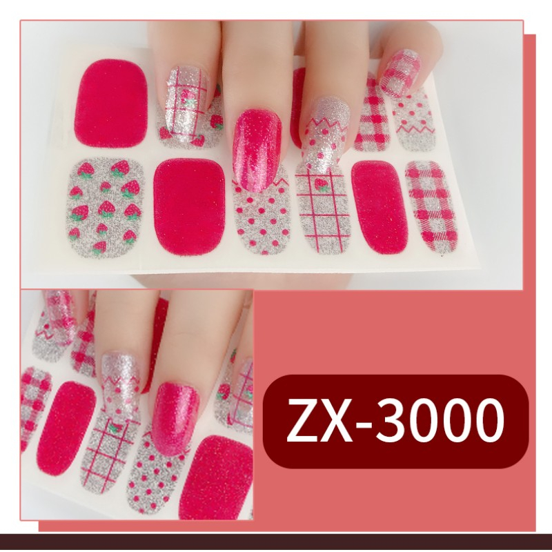 Set 12 Miếng Dán Móng Tay Không Độc Hại Chống Nước Màu Gradient Dễ Thương DIY