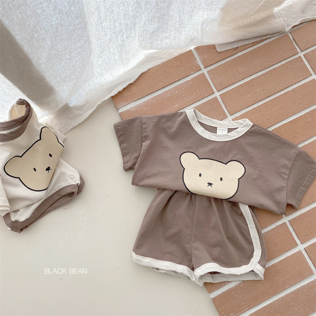 Set Áo Thun Tay Ngắn Phối Quần Short Vải cotton Thời Trang Cá Tính Dành Cho Bé