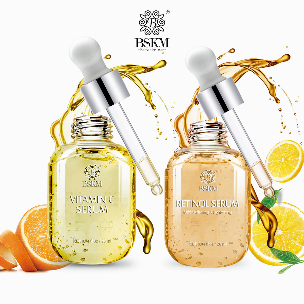 BSKM Serum Vitamin C + Serum Retinol collagen chống nhăn nâng làm săn chắc dưỡng trắng da mặt 0,94 fl oz/ 28 ml