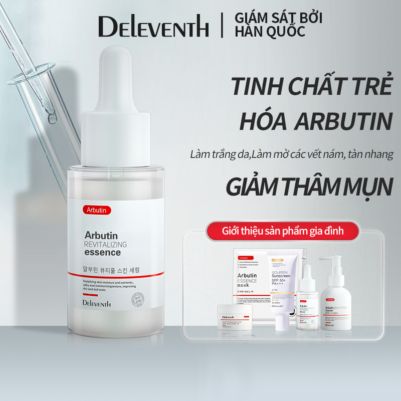 Serum DELEVENTH arbutin glycyrrhiza glabra giảm thâm làm trắng sáng da kiềm dầu dưỡng ẩm và phục hồi da 37ml