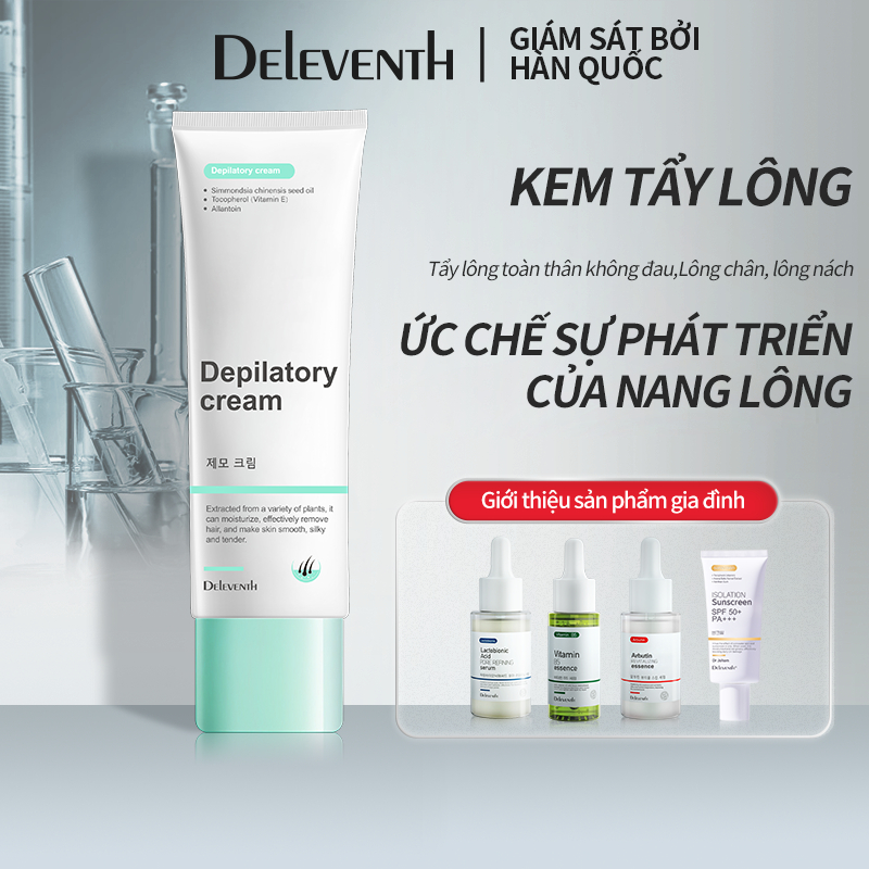 Kem tẩy lông DELEVENTH 60ml triệt lông an toàn không đau rát cho vùng kín/ nách/ tay chân