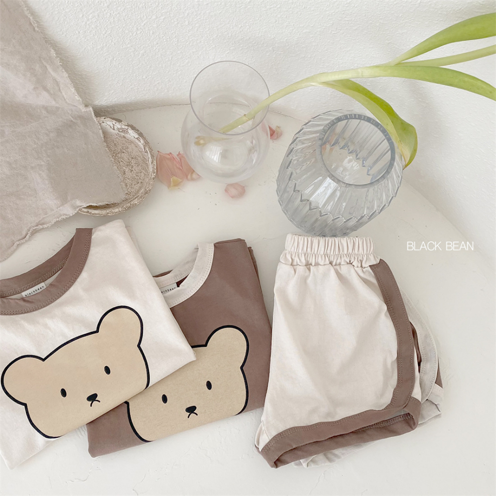 Set Áo Thun Tay Ngắn Phối Quần Short Vải cotton Thời Trang Cá Tính Dành Cho Bé