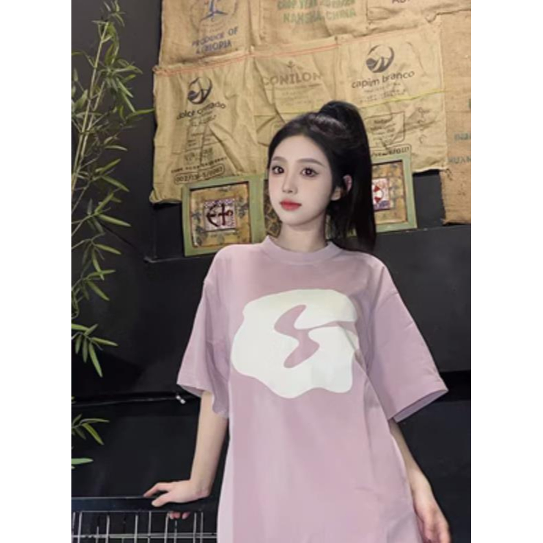 Áo Thun Nữ Ngắn Tay Cổ Tròn In Hình Phong Cách Vintage Mỹ