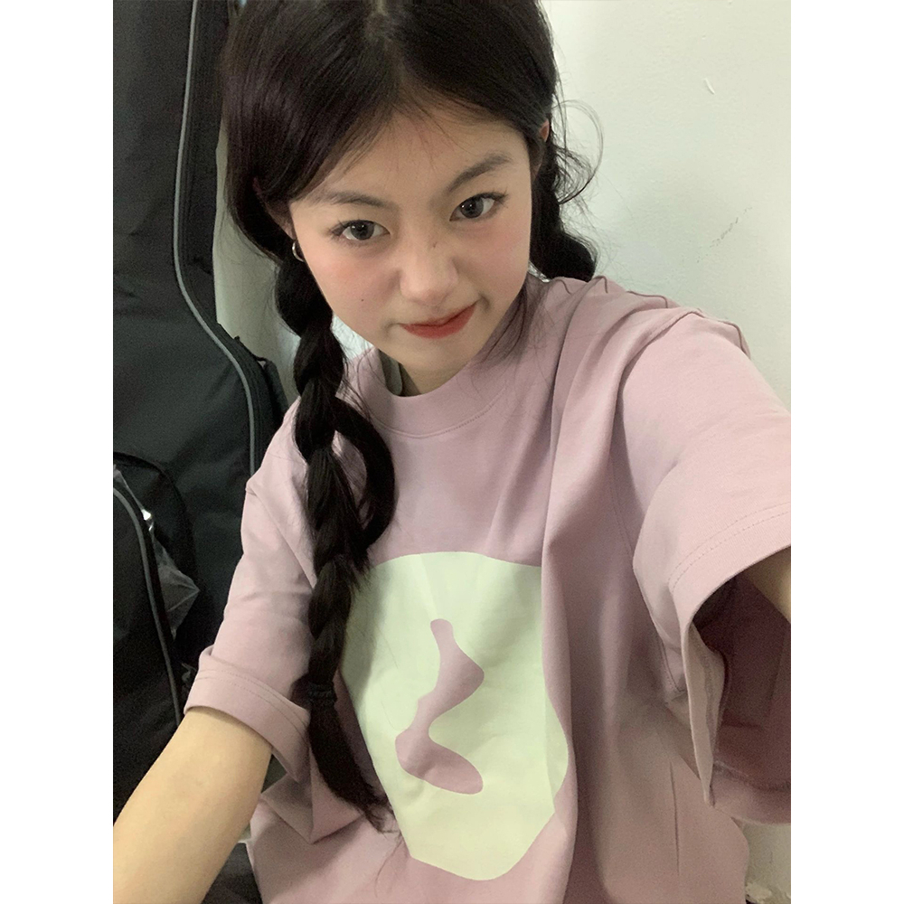 Áo Thun Nữ Ngắn Tay Cổ Tròn In Hình Phong Cách Vintage Mỹ