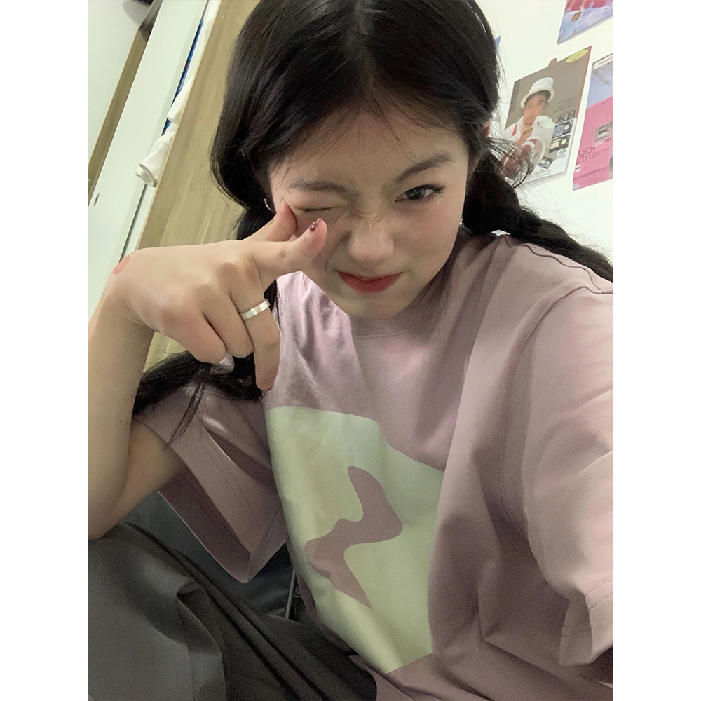 Áo Thun Nữ Ngắn Tay Cổ Tròn In Hình Phong Cách Vintage Mỹ