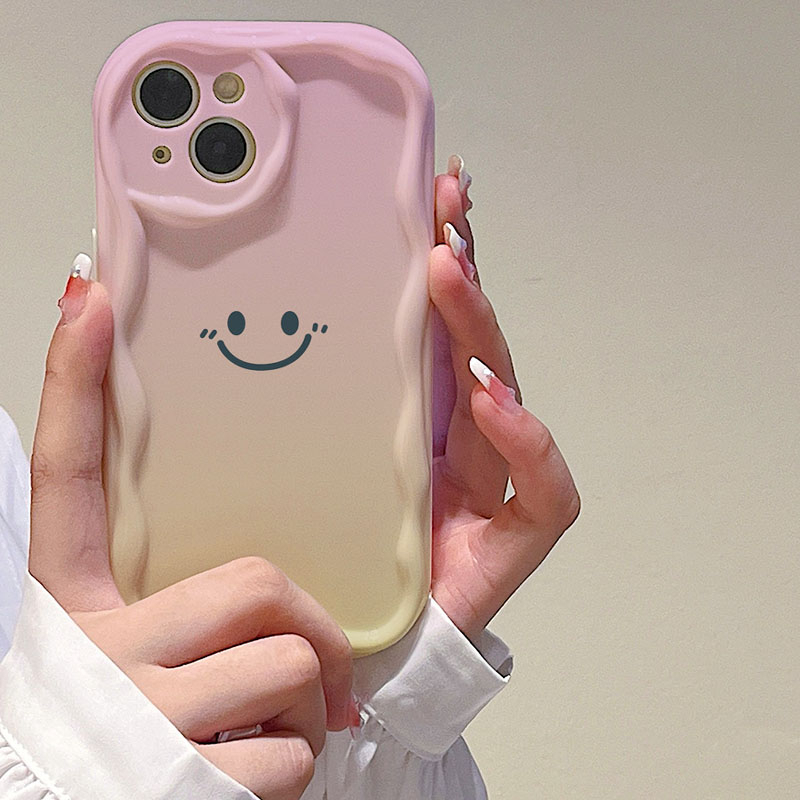Ốp Điện Thoại Hình Mặt Cười Màu gradient Cho iPhone 11 12 7 / 8 7plus 12Pro 8plus xr xsmax x 11Promax 14 13 14plus 11Promax