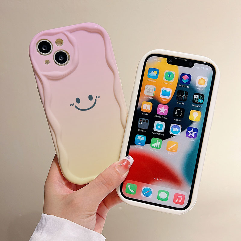 Ốp Điện Thoại Hình Mặt Cười Màu gradient Cho iPhone 11 12 7 / 8 7plus 12Pro 8plus xr xsmax x 11Promax 14 13 14plus 11Promax
