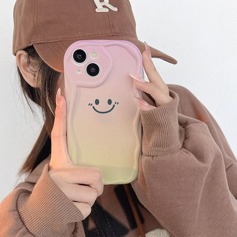 Ốp Điện Thoại Hình Mặt Cười Màu gradient Cho iPhone 11 12 7 / 8 7plus 12Pro 8plus xr xsmax x 11Promax 14 13 14plus 11Promax