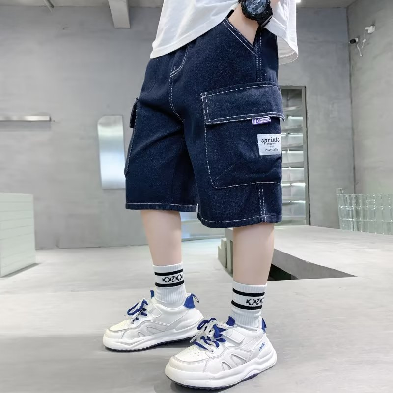 Quần Short Denim Ống Rộng Thoải Mái Thời Trang Mùa Hè Hàng Mới Dành Cho Bé Trai 120-170