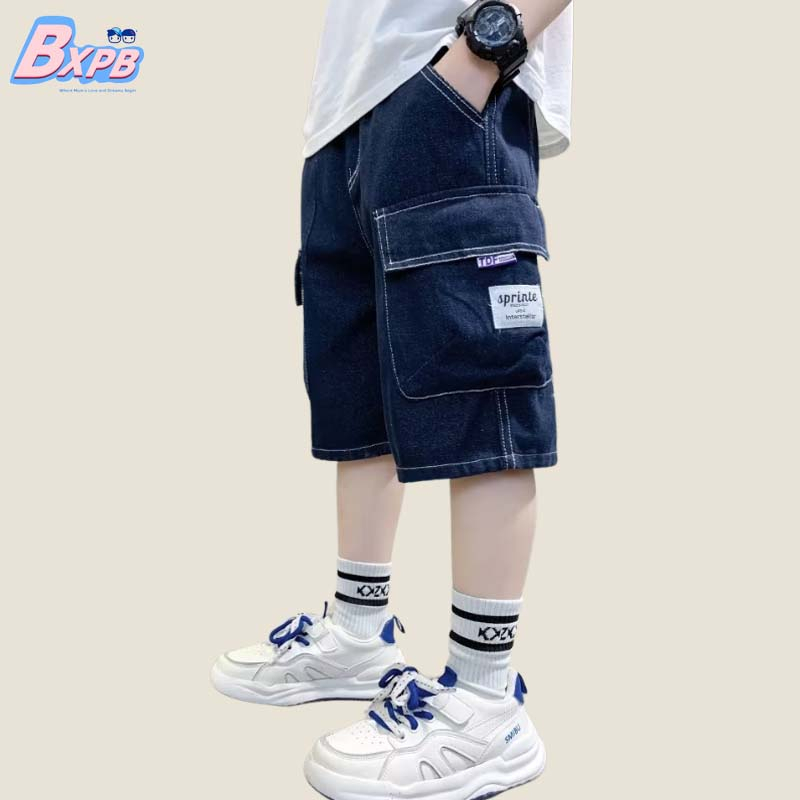 Quần Short Denim Ống Rộng Thoải Mái Thời Trang Mùa Hè Hàng Mới Dành Cho Bé Trai 120-170