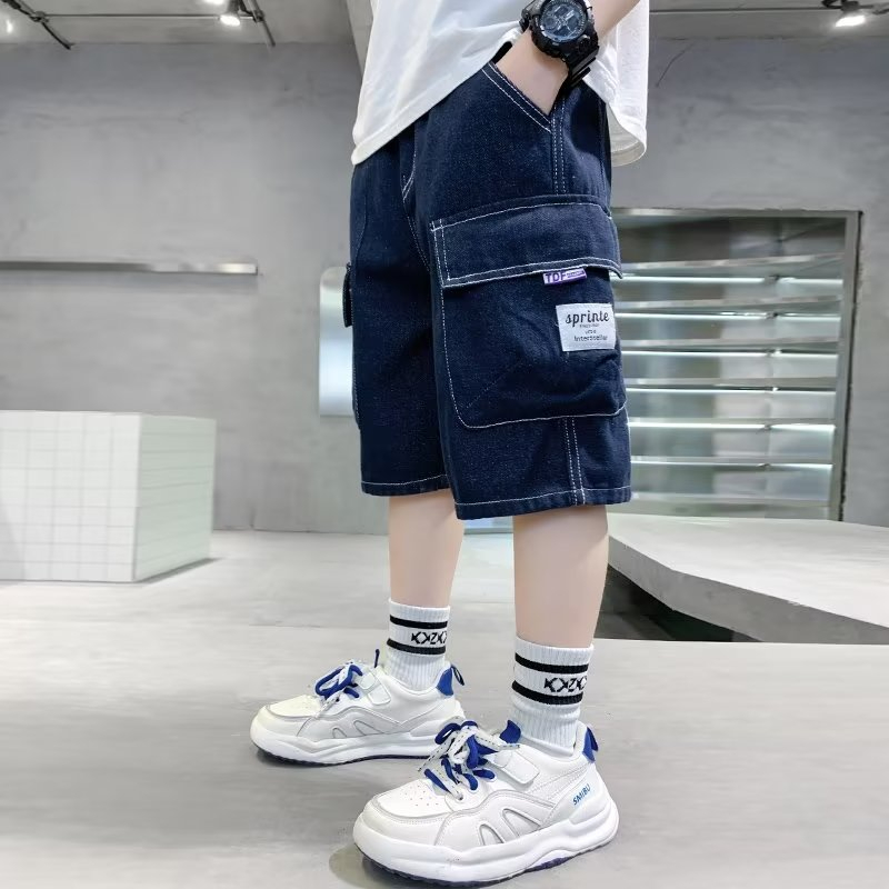 Quần Short Denim Ống Rộng Thoải Mái Thời Trang Mùa Hè Hàng Mới Dành Cho Bé Trai 120-170