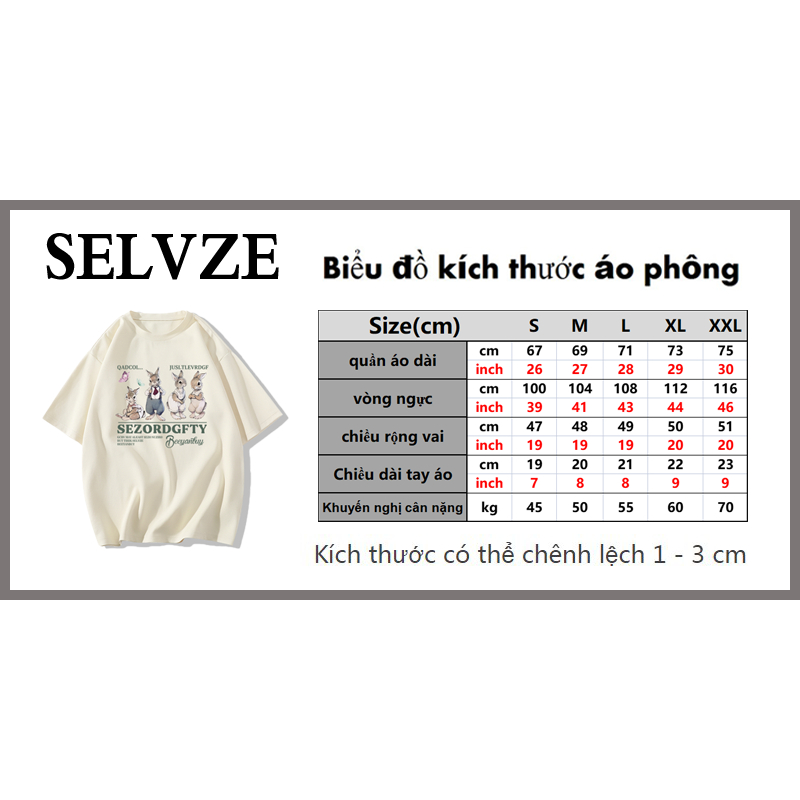 SELVZE Áo Thun Cotton Nguyên Chất Cổ Tròn Ngắn Tay Dáng Rộng In Họa Tiết Vintage Thời Trang