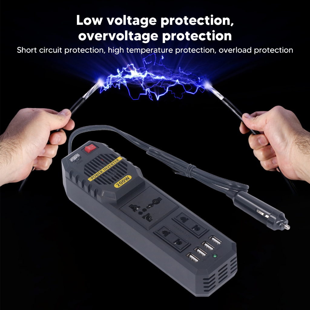 Power Helper Bộ biến tần ô tô 200W 12V sang 220V PWM chuyển đổi sóng hình sin có cổng USB 4.1A cmman12.vn