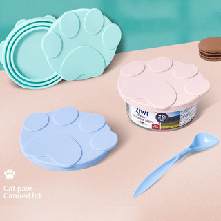 Elsabell. Nắp Đậy Lon + Muỗng Cho Thú Cưng Bằng Silicone Thiếc Nắp đậy đồ lon Cún Mèo kèm muỗng chuyên dụng hình chân Mèo dễ thương