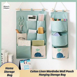 Túi Đựng Đồ Treo Tường Bằng Vải Lanh Cotton Bền Dễ Lắp Đặt Trang Trí Nhà Cửa
