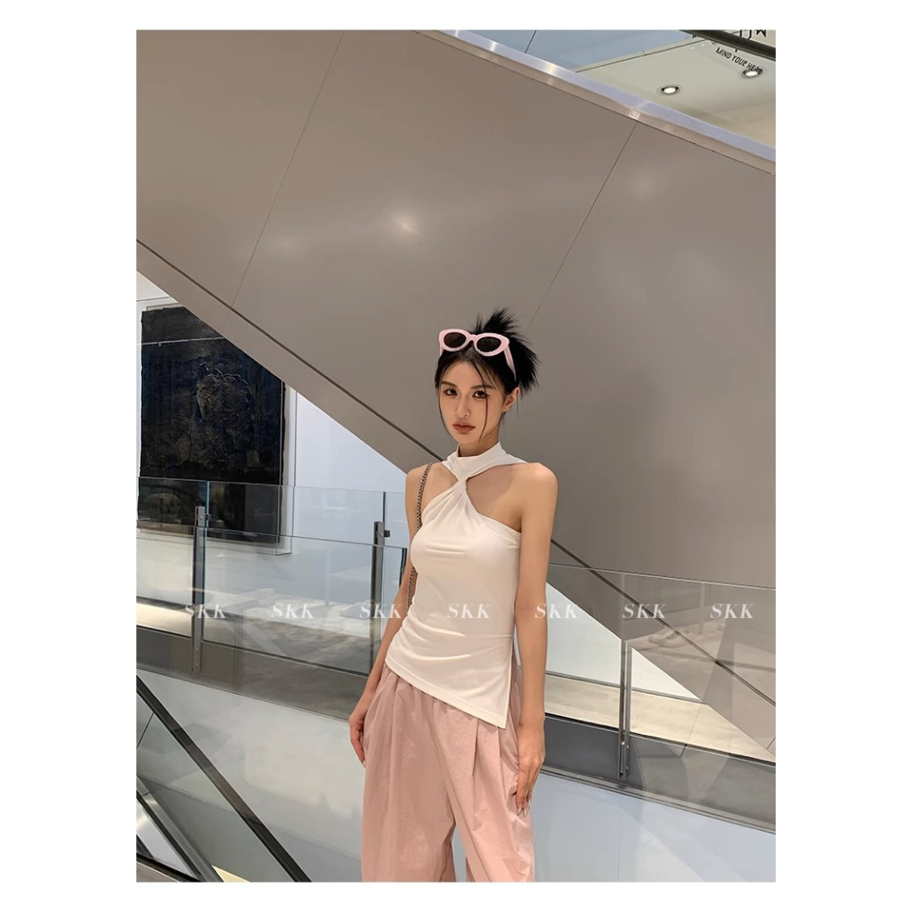 Áo Hai Dây Mùa Hè Màu Trơn Phong Cách Niche Nóng Bỏng Cho Nữ