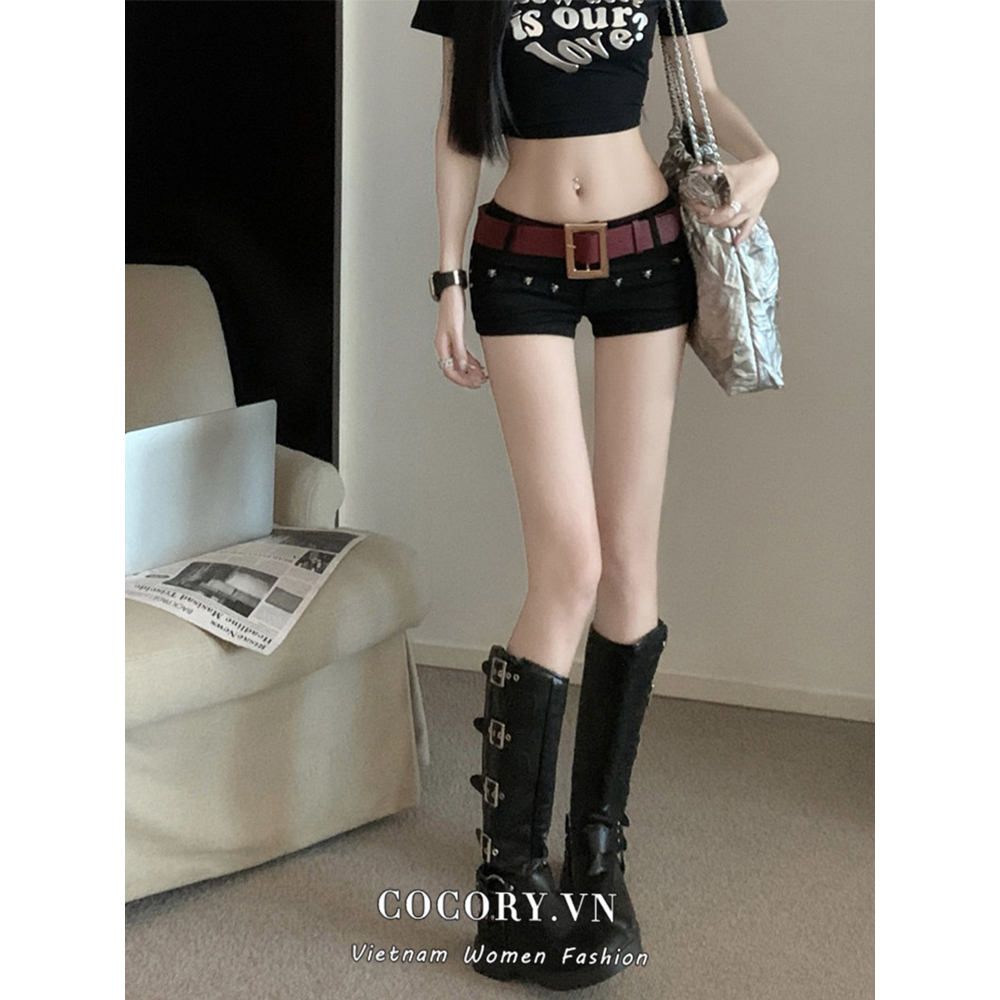 Cocory vn Quần Short Lưng Thấp Quyến Rũ Cho Nữ