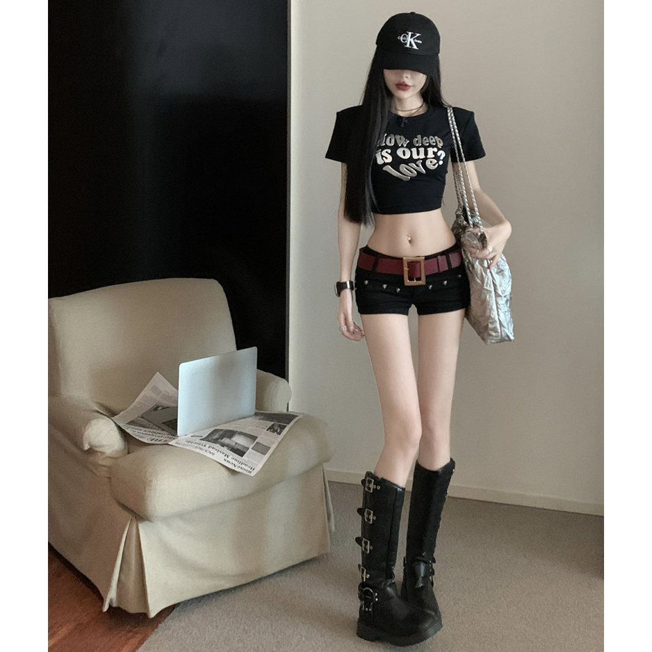 Cocory vn Quần Short Lưng Thấp Quyến Rũ Cho Nữ