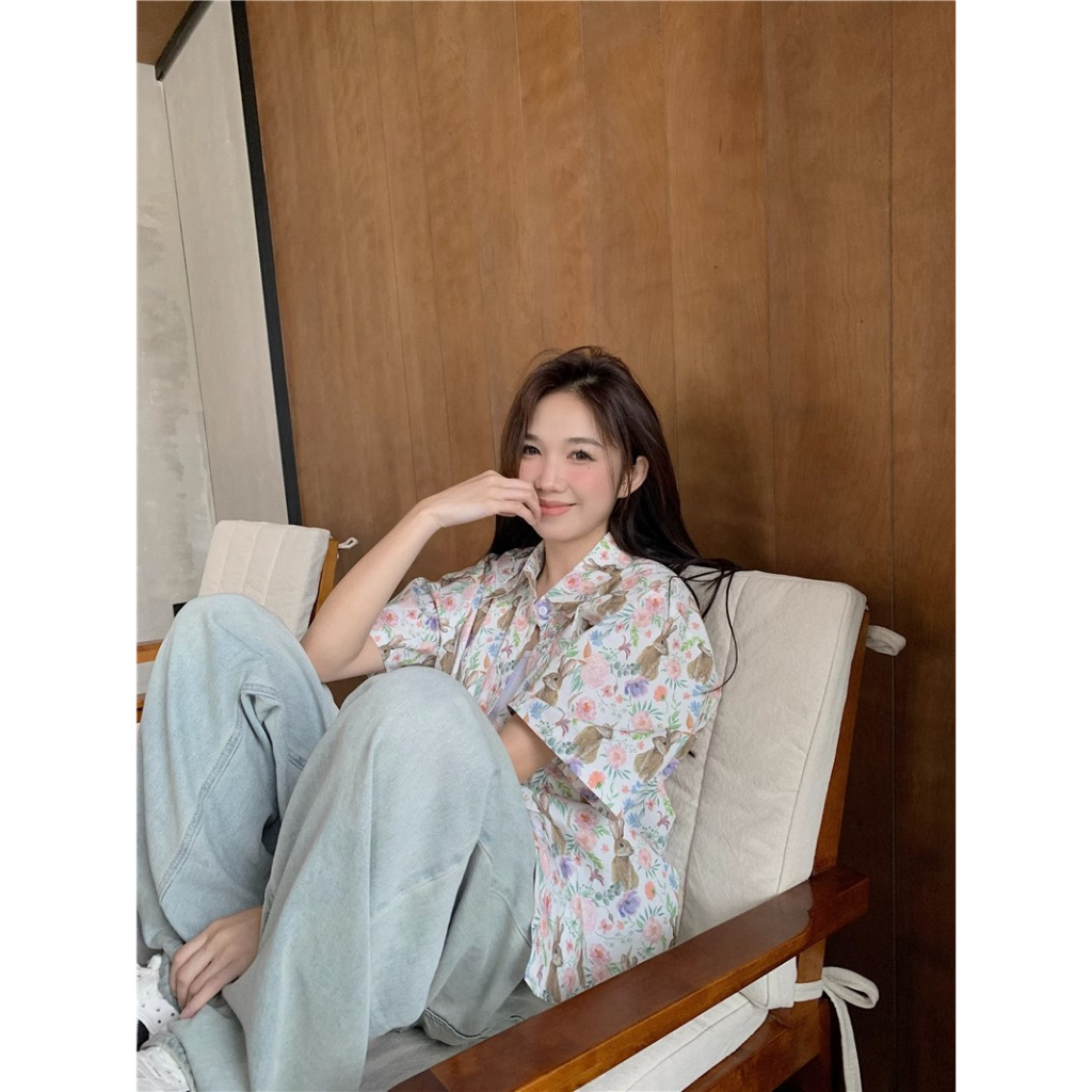 Áo Sơ Mi Tay Ngắn Dáng Rộng In Họa Tiết Hoa Cổ Điển Mẫu Mới 2023 Thời Trang Mùa Hè Cho Nữ