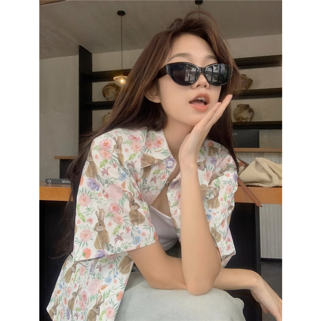 Áo Sơ Mi Tay Ngắn Dáng Rộng In Họa Tiết Hoa Cổ Điển Mẫu Mới 2023 Thời Trang Mùa Hè Cho Nữ